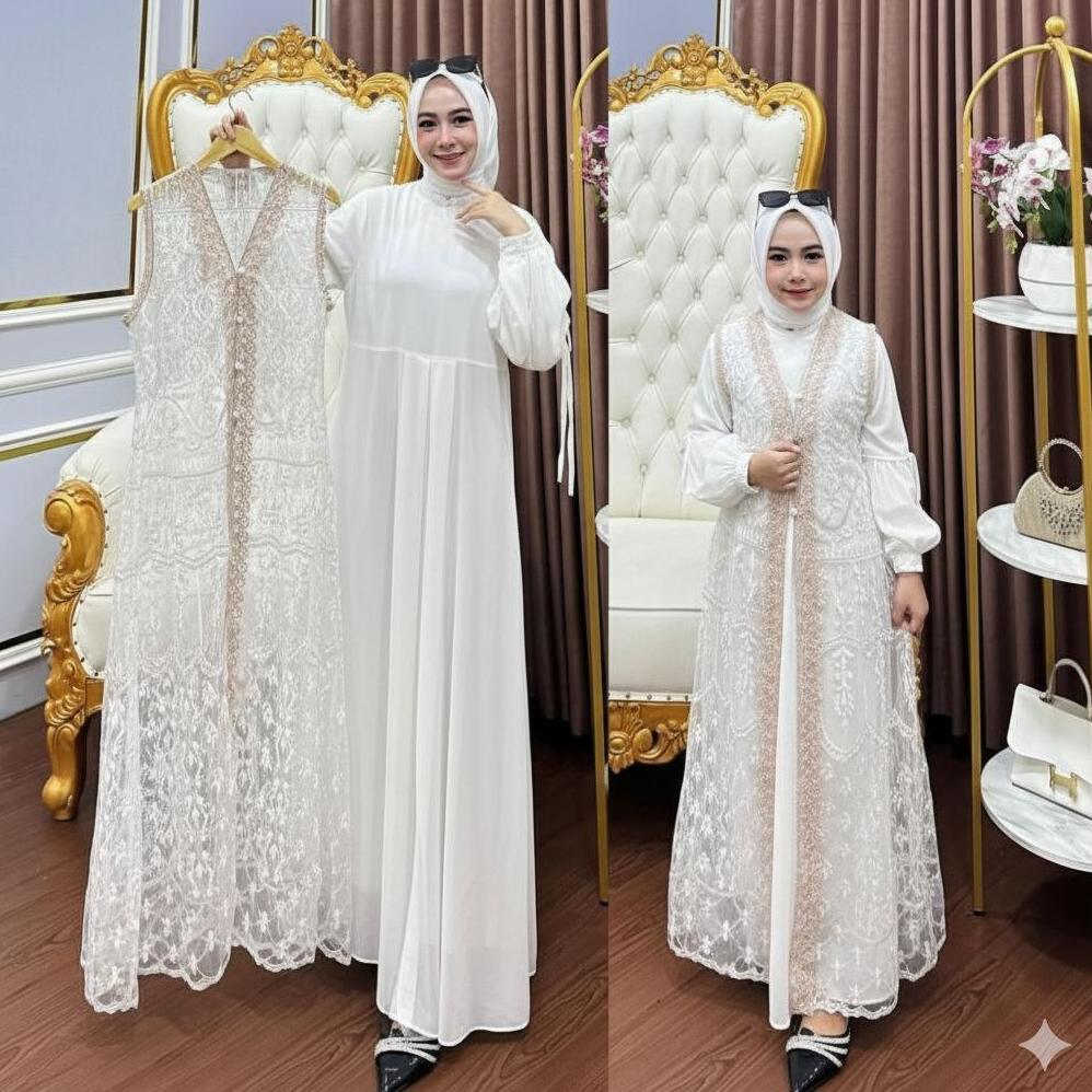 Terlaris Naura Dress Couple Ibu Anak Lebaran 2026 Gamis Sarimbit Terbaru Mewah Elegan Baju Lebaran C