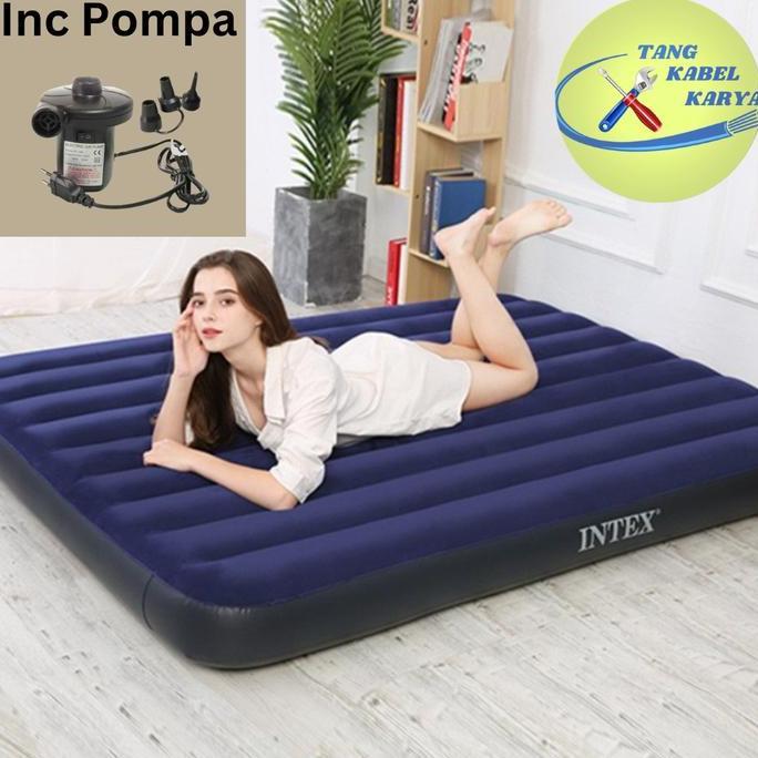 PAKET HEMAT POMPA ANGIN LISTRIK OSLO + KASUR ANGIN INTEX DURABEAM