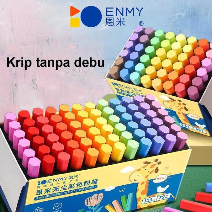 OCARA ENMY Papan Tulis Kapur Blackboard Warna Chalk Warna-warni Cerah Putih 48pcs Bahan Berkualitas 