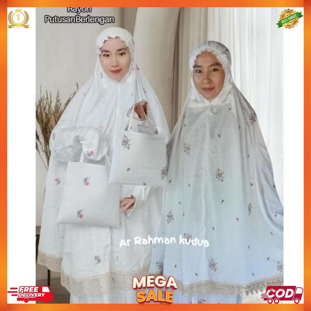 Mukena Haji Potongan Berlengan Rayon Bordir Mukena Ihrom Mukena  Dewasa Putusan [L5]