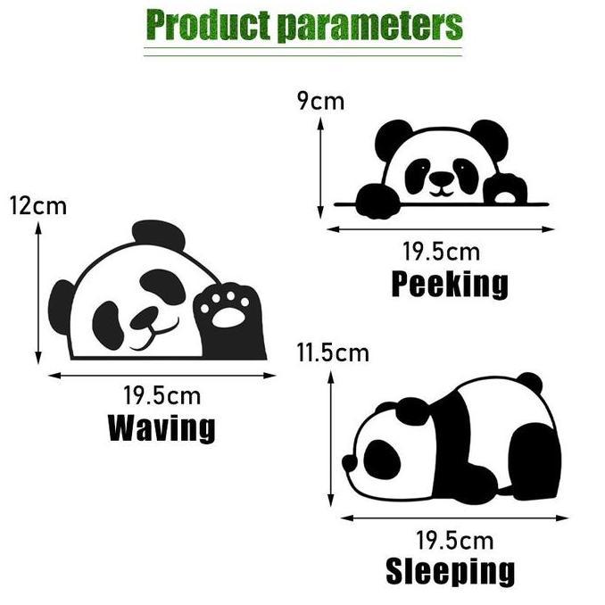 ORIZA Stiker Mobil Panda 3D Cutting Sticker - Desain Lucu Peeking Panda untuk Dekorasi Body Mobil/Mo