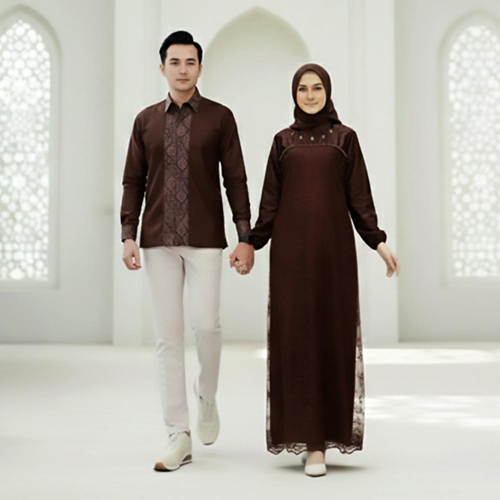 TERBARU  Batik Couple Termurah - Gamis Couple Mikayla Dress Maxmara Polos Full Payet Sulam Handmade 