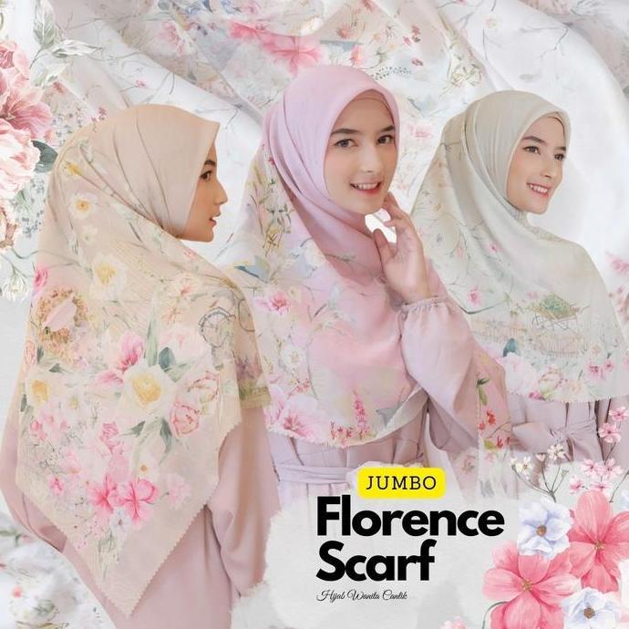 Bnr Hira - Hijabwanitacantik - Segiempat Florence Scarf Polycotton Jumbo | Hijab Printing Segi Empat