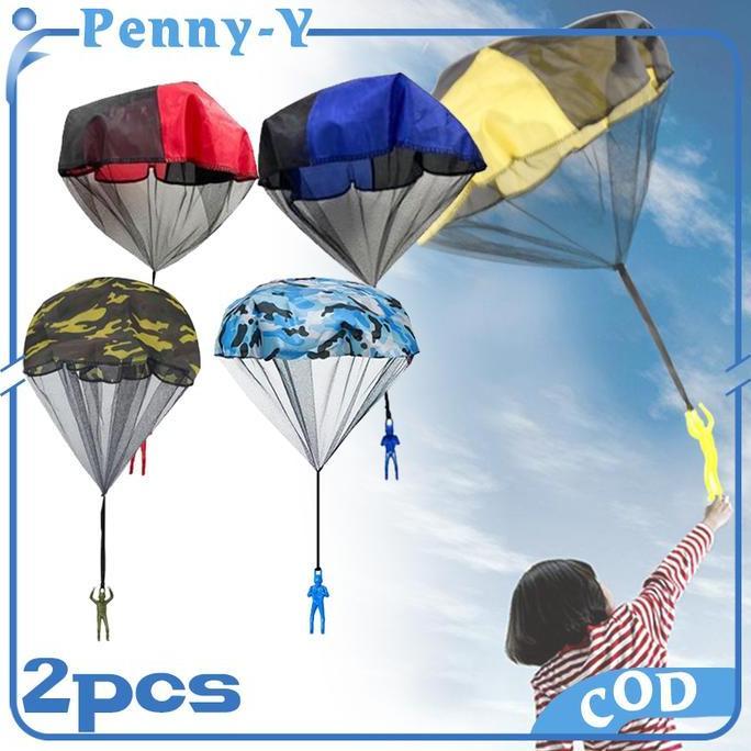 IMAGIN 2pcs Mainan Parasut Anak Mainan Anak Terjun Payung Terjun Payung Mainan Payung Terjun