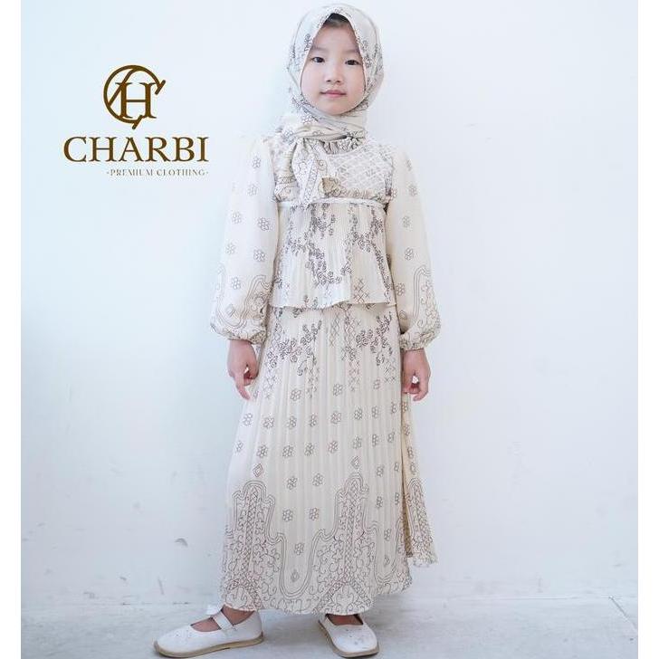 Viona Dress Pleats X Lace Anak Anak Set Pashmina
