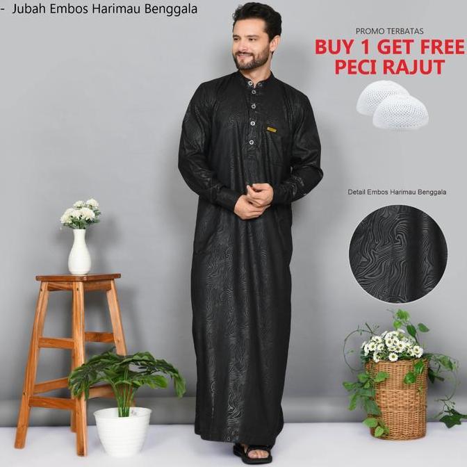 Cuci Gudang Jubah Embos Full Manset Dewasa Motif Harimau Benggala Gamis Pria Berkualitas Bahan Adem 