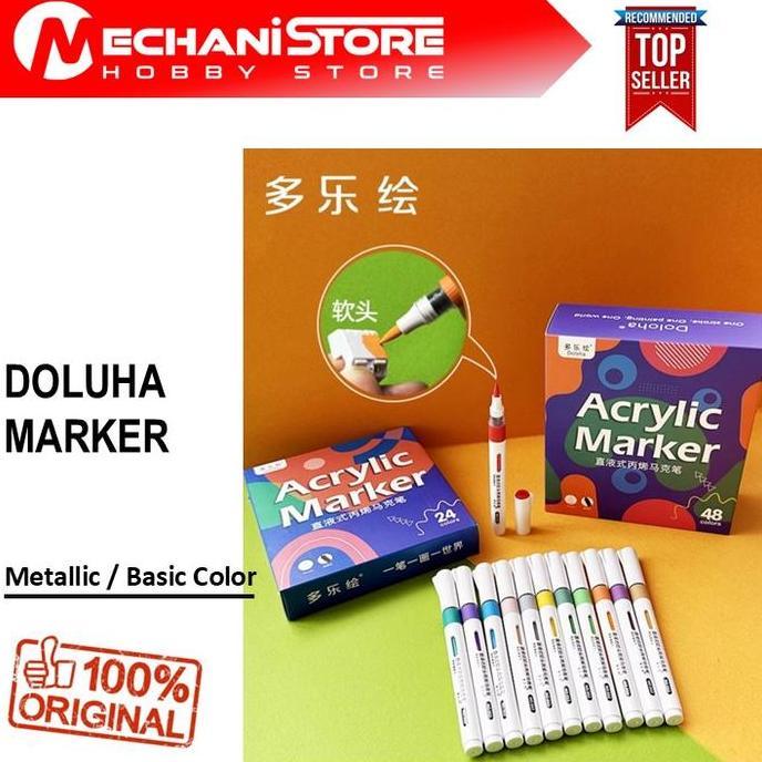DOLOHA Acrylic Marker Metallic / Basic Color Soft Tipped - Alt DSPIAE HobbyMio Mr Hobby Tamiya