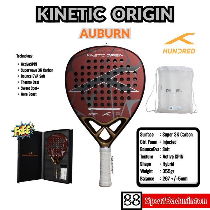 Hundred Raket Padel KINETIC ORIGIN 355-365g Auburn - Raket Padel Original HUNDRED