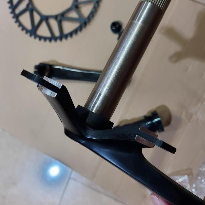 Murah crankset LITEPRO PLUS emboss crankarm crank arm set BB HT2 54T 56T BB hollowtech gold silver b