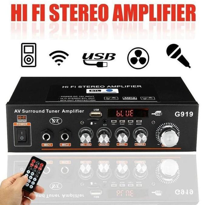 AUDIO AMPLIFIER BLUETOOTH HIFI SURROUND USB MP3 FM 360W - G919 - POWER AMPLIFIER WIRELESS BLUETOOTH 