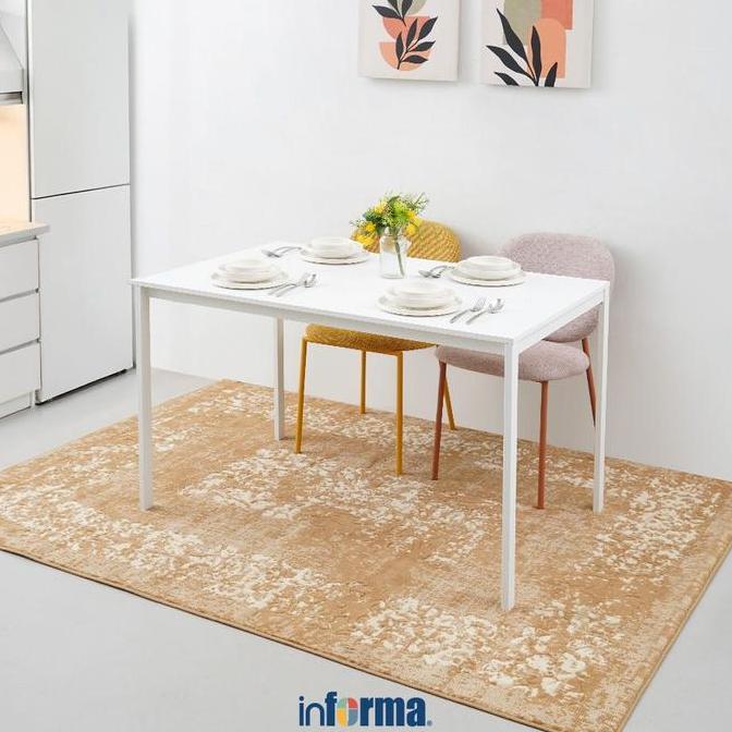 Informa 120 Cm Jace Meja Makan - Putih Meja Dapur Restoran Keluarga Minimalis