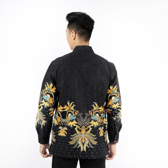 RICARDO Kemeja Batik Pria Lengan Panjang Varian HItam & Hijau 32559 Best Quality