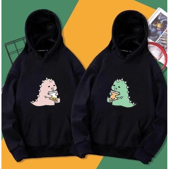 MD11 >> switer couple boba / sweater couple pasangan sahabat / hoodie couple boba kekinian keren ove