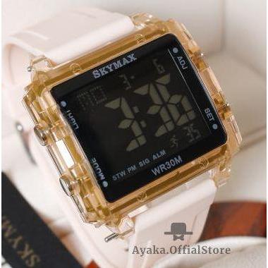 AI92 - Jam tangan wanita Skymax 2119 tali rubber kotak digital ANTI AIR