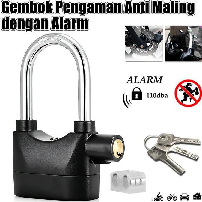 Gembok Sepeda Anti Maling/Gembok Gantung Alarm Tahan Air/Gembok Anti Karat Dan Anti Maling/Cocok Unt