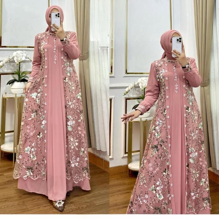 hot product gamis pesta mewah elegan misela drses bo size m l xl xxl xxxl ld 100-130 cm pb 140 cm ba