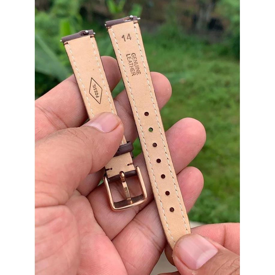 AI12 - Strap tali jam tangan kulit fossil coklat 14mm Quikreales
