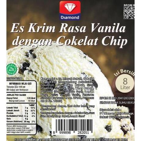 Es Krim Vanilla Choco Chips 8L Pail Diamond Langsung Kirim Bandung