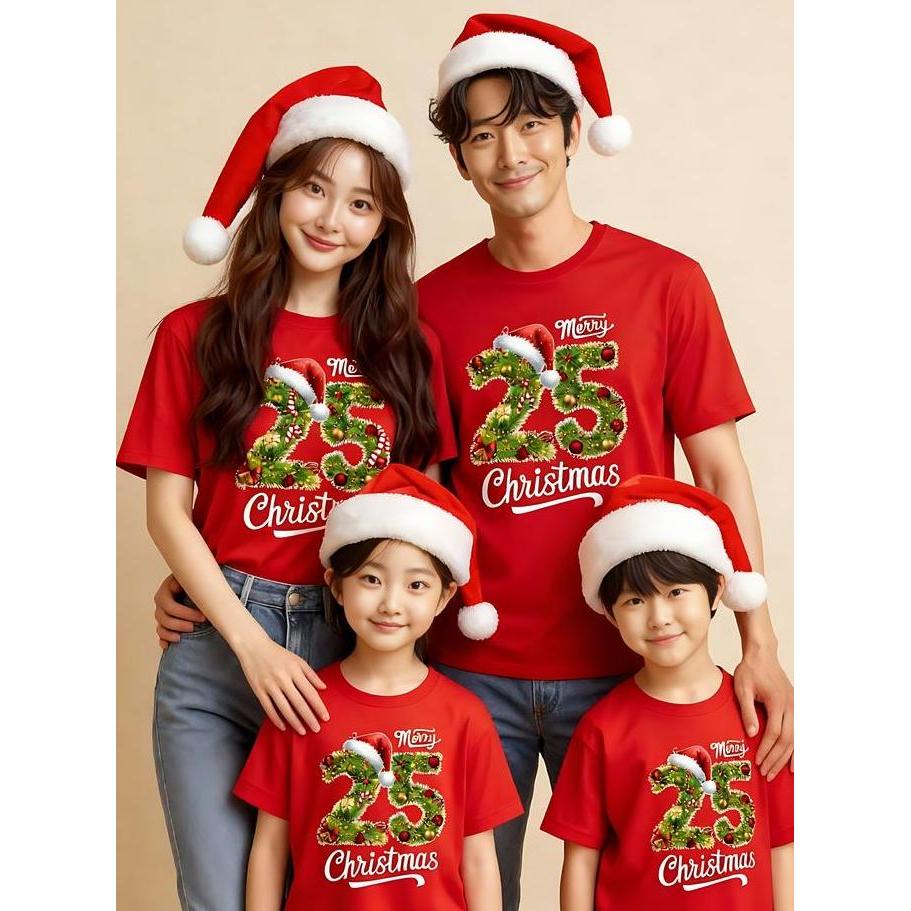 BL53 ~ Baju Kaos Natal Couple Keluarga Bahan Katun Tebal Lembut Adem Motif Sablon Digital Printing P