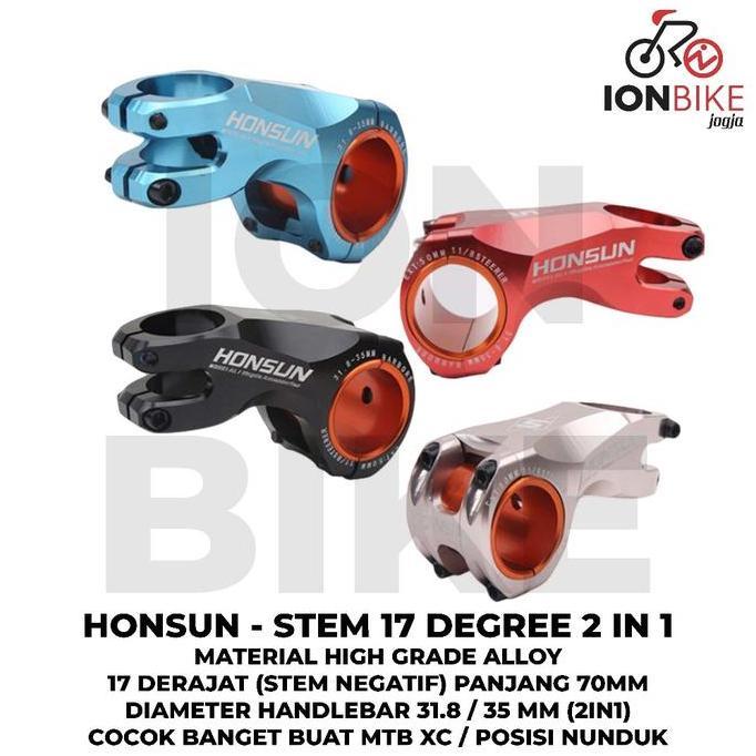 Stem Honsun 17 Derajat 2 In 1 Oversize 7 Cm Sepeda Mtb Xc 31.8 35 Mm Murah Alloy Handlebar Handle Ba