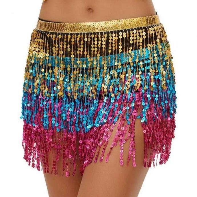 LOLY Rok Belly Dance Wanita Manik Rumbai Belt Belly Dance Kostum Belly Dance Payet Sabuk Belly Dance