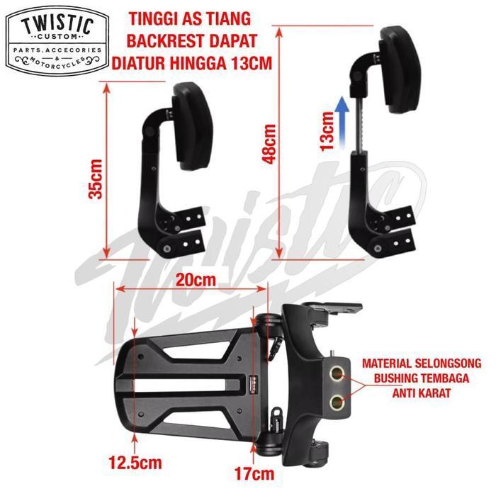 (Termurah) Adjustable Backrest Comfy Senderan Sandaran Jok + Top Rak Rack Bracket Tas Belakang Pnp M