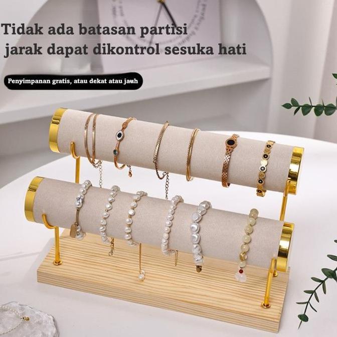 LOLY Rak Display Perhiasan 3 Tingkat Warna Hitam/Putih Untuk Gelang/Cincin Praktis & Minimalis Bahan