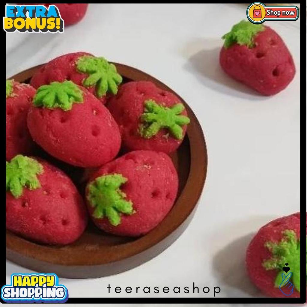 Kue Kering Nastar Selai Nanas 100% Bentuk Strawberry Premium Toples 600Ml Berat -+430Gr Beli 1 Grati