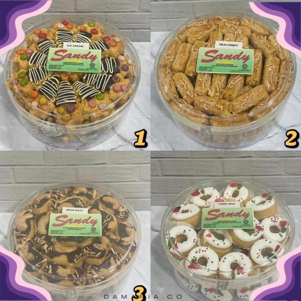 Sandy Cookies Regular (Hijau) Toples Tin Sedang (Exp Panjang) Nastar / Kastengel / Sagu Keju / Lidah