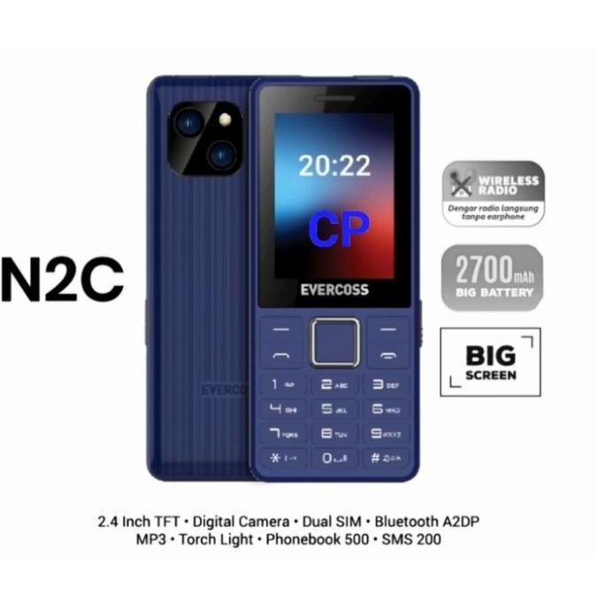 Evercoss N2C - Layar 2.4 Inch - Dual Sim - Camera - MP3 - RADIO FM -