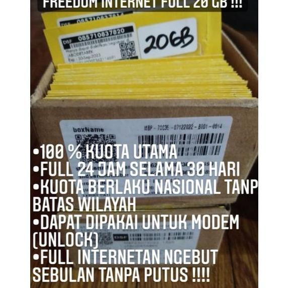 Perdana Paket Kuota Internet Ooredoo IM3 20GB Full 30 hari
