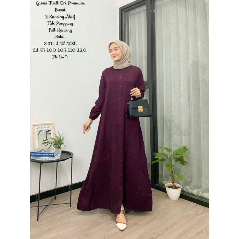 Discount (Cod)Gamis Twill Ori Polos Burgundi Termurah Di Shopee Kekinian