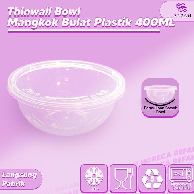 Mangkok Plastik 400 Ml / Tempat Makan Nasi Cup Puding Thinwall