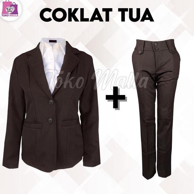 DS337 - Sepaket Blazer Kerja Celana Formal Wanita Setelan Jas Kantoran Cewek Celana Dasar Panjang Sl