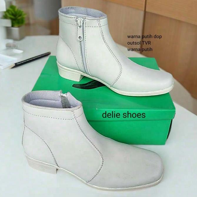 DV186 - Sepatu pdh Pdu putih wanita dinas kantoran Boots Sol Karet