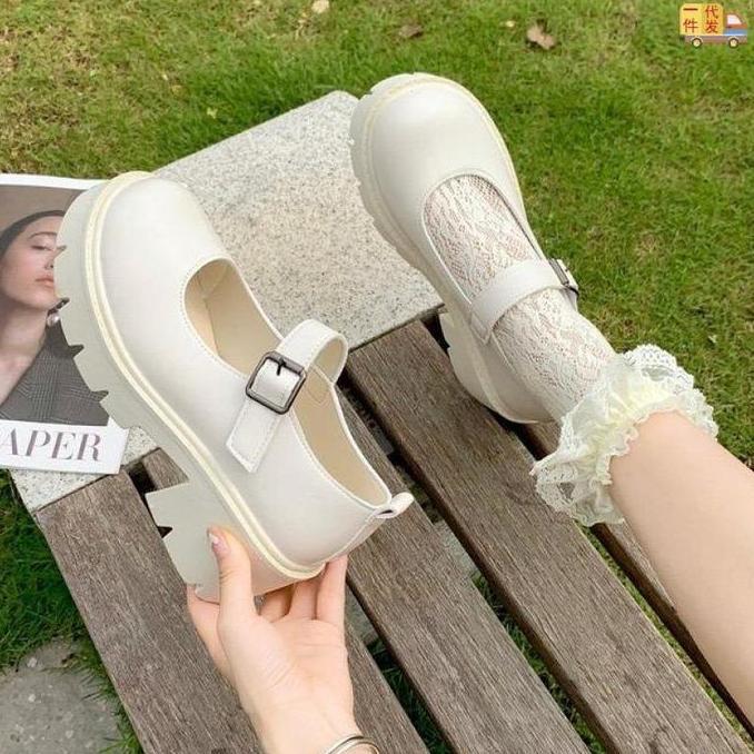 DB230 - Bilgev Docmart Mary Jane Sepatu Pantopel Hitam Kerja Sepatu Hak Tinggi Wanita Korea 039