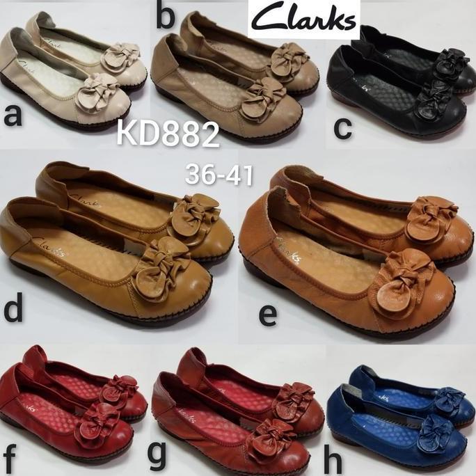 DB187 - Clarks KD882 Genuine Leather Sepatu Flat Wanita