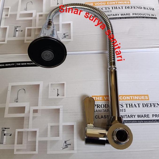 Kran Tembok Sink Flexible Terompet Stainless / Kran Sink Flexible