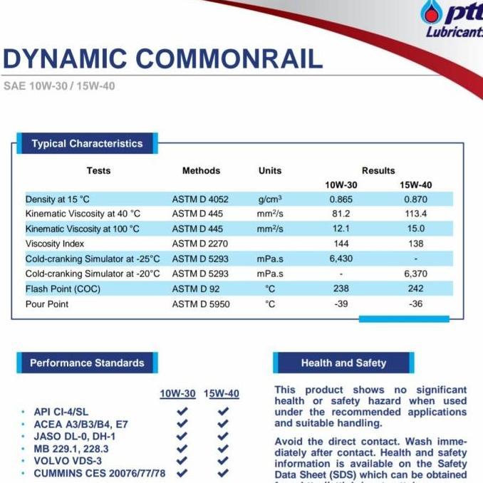 Oli Diesel PTT Dynamic 10w30 7L API CI 10w-30
