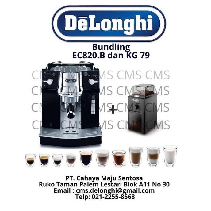 Bundling Delonghi Mesin Kopi Ec820.B + Grinder Kopi Kg 79