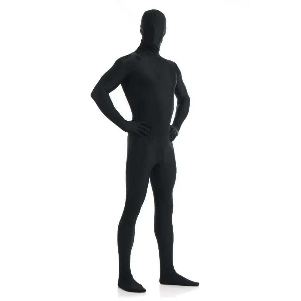 Speerise Adult  Spandex Nylon Black Zentai Suit Men One Piece Second Skin Tights Full Body Zentai Cu