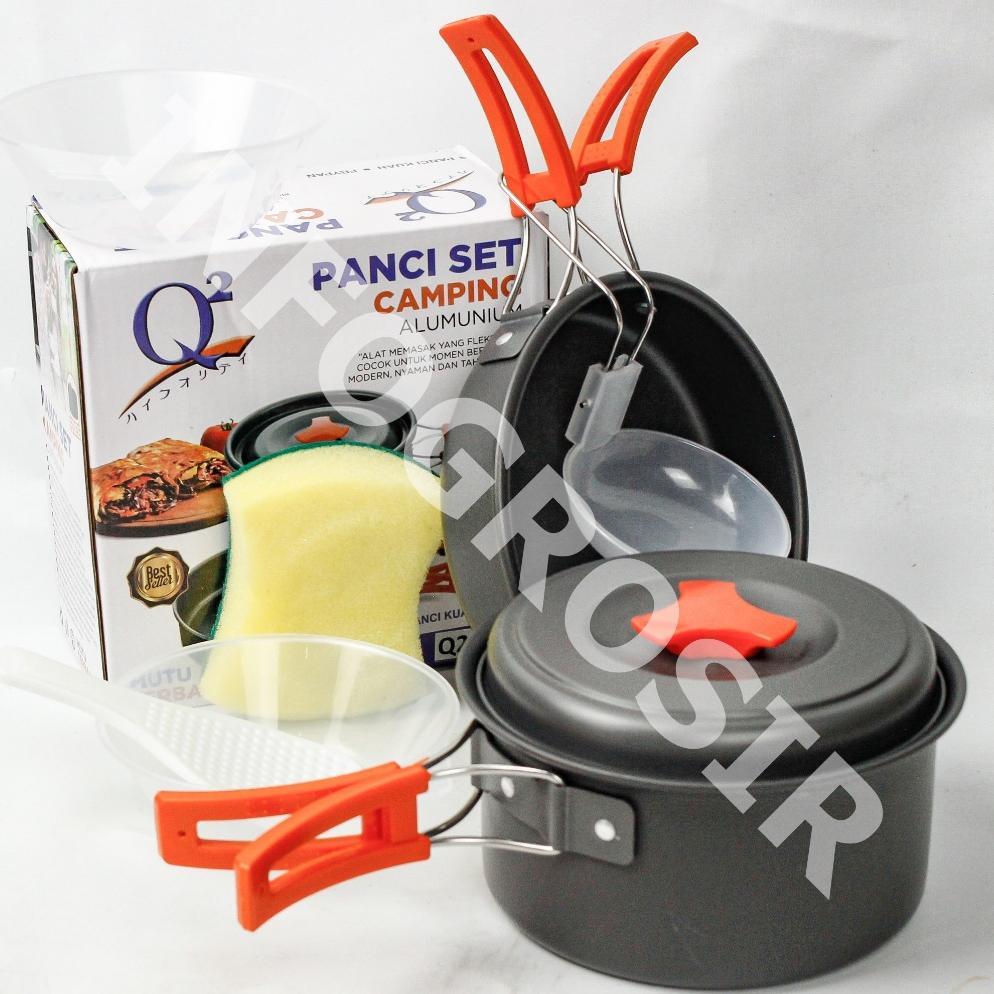 PANCI SET CAMPING 2 SUSUN / PANCI SET CAMPING Q2-8312 free sponge cuci