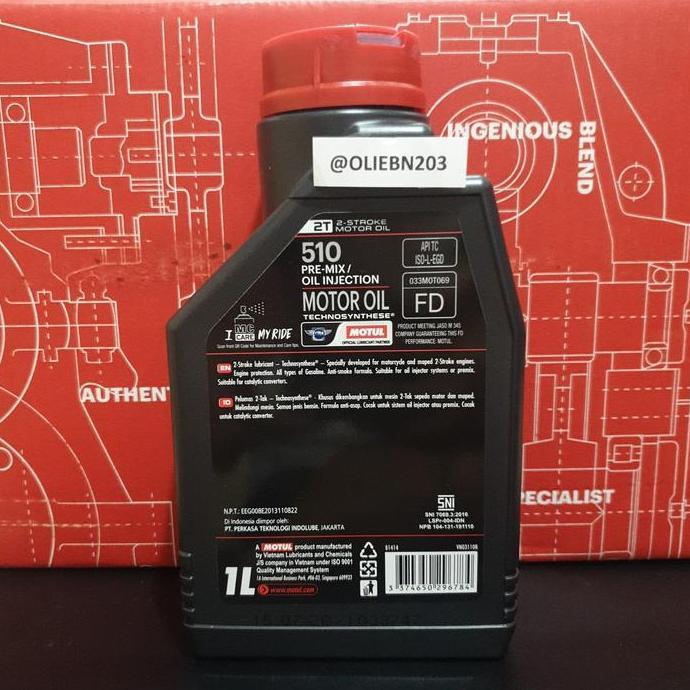 Motul 510 Oli Samping Motor 2 TAK Technosynthese 1 Liter Mesin Motorcycle Oil Two Stroke