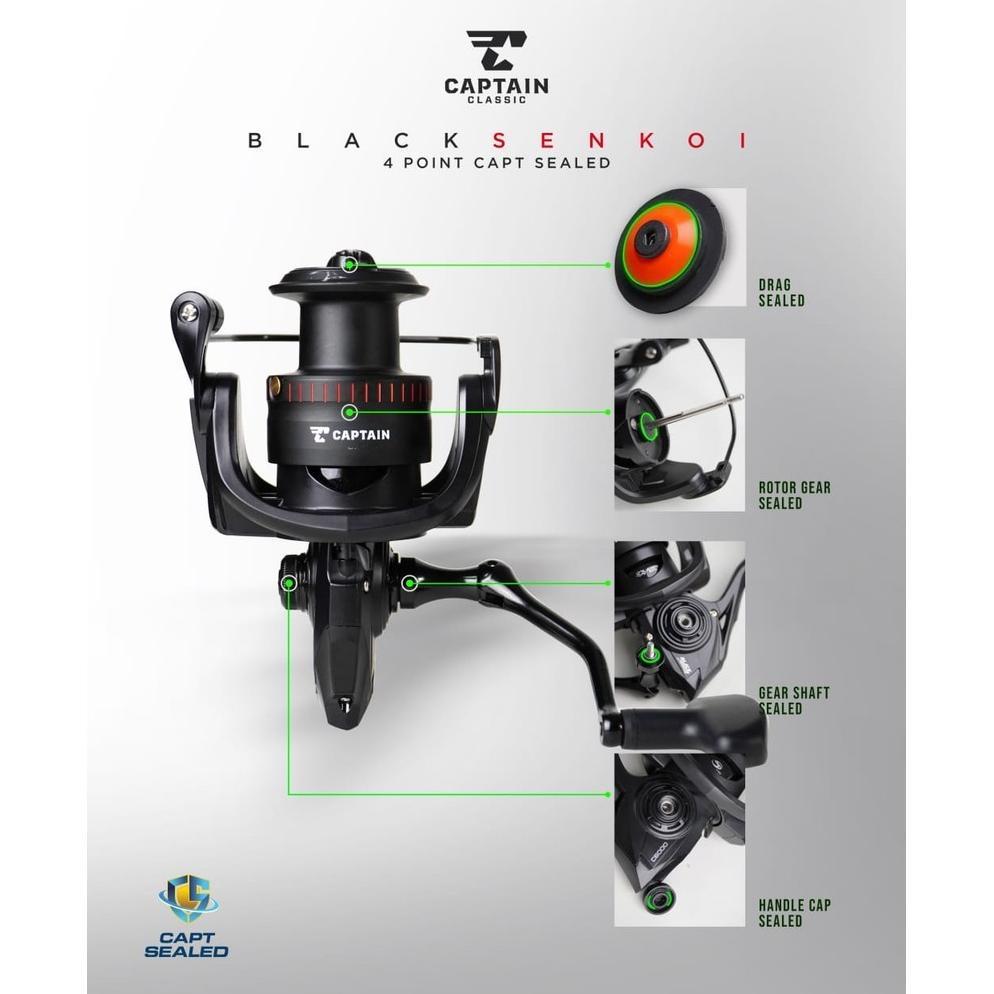 Reel Pancing CAPTAIN BLACK SENKOI 1000 - 6000 (6+1 Bearing) Seal Power Handle Murah