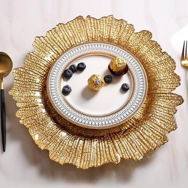 Piring Dekorasi Golden Sun Glass Plate Piring Sultan Piring Decoration Piring Saji Emas Piring Sulta