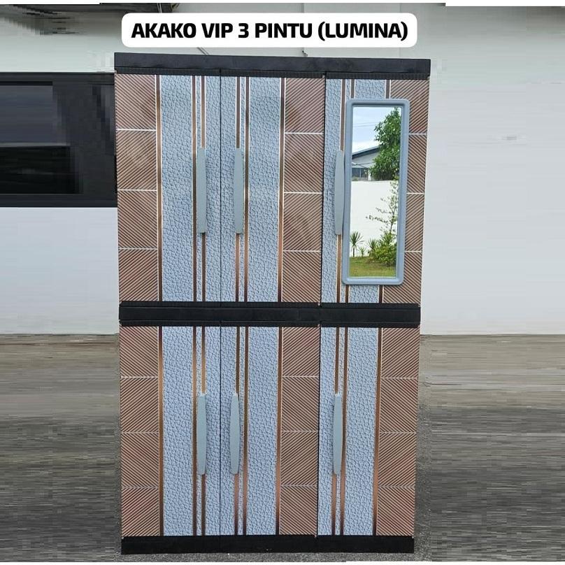 Akako Lemari Pakaian Baju Plastik Lp3P Jumbo Besar Akako Elite 3 Pintu Gantung Kaca Cermin