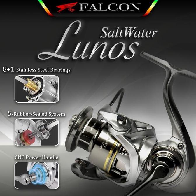 Reel Pancing Falcon Lunos Saltwater 8+1 Sealed Stainless Steel Bearing - CNC Power Handle Laut
