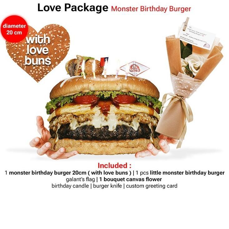Love Monster Birthday Burger 20cm (Birthday Cake Aesthetic)