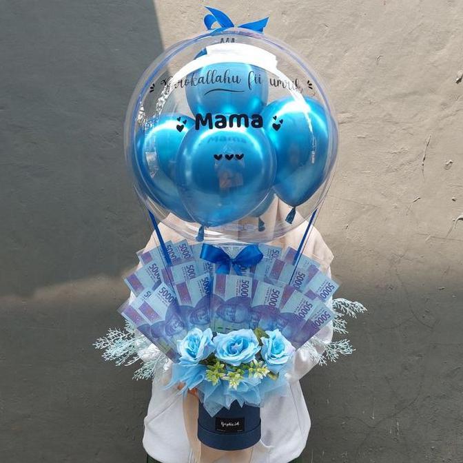 Buket Bouquet Balon Uang (dekor) Uang isi sendiri di rumah HT