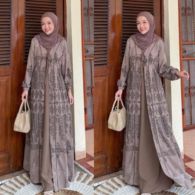 Joley Cloth - Alia Dress Abaya Simple Motif Printing Terbaru 2025 Gamis Bridesmaid Wanita Sarimbit S